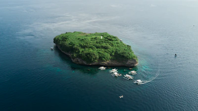 bird's eye view of island