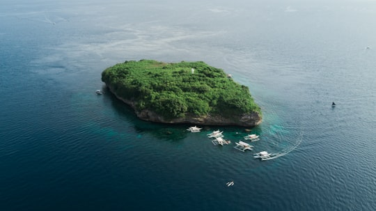 bird's eye view of island in Moalboal Philippines