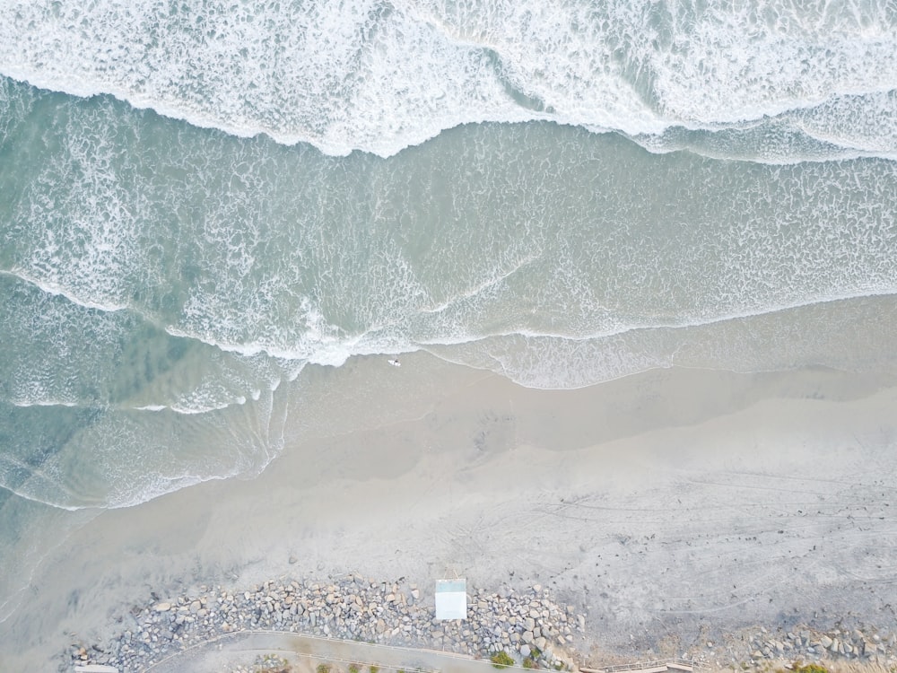 aerial photo of seashore at daytime