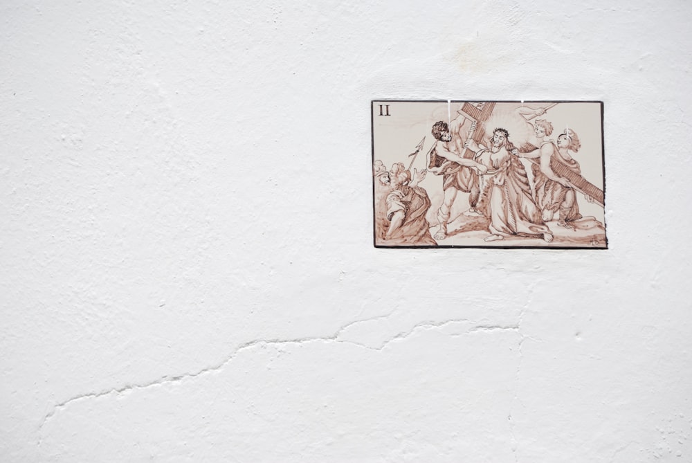 Jesus carregando pintura da cruz na parede
