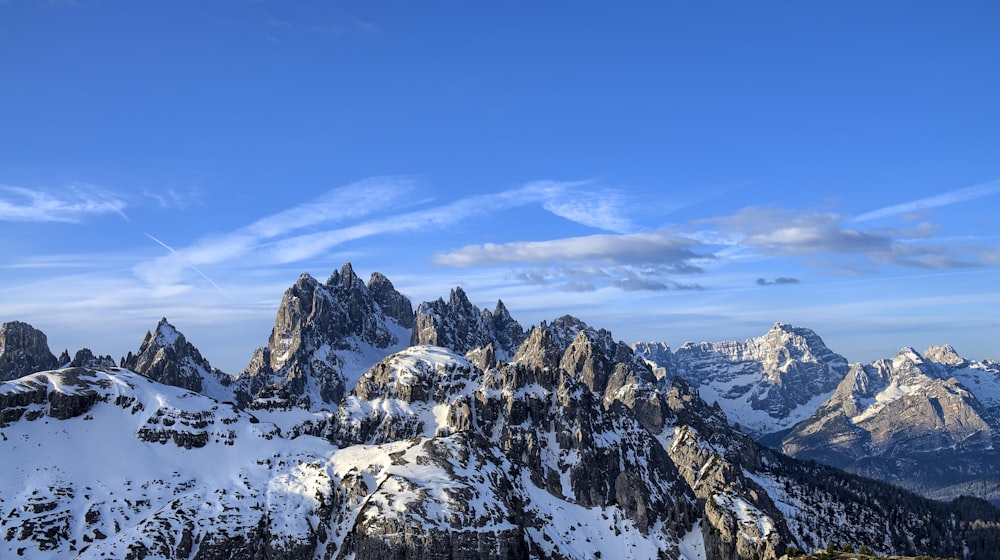 birds eye view of snowy mountains