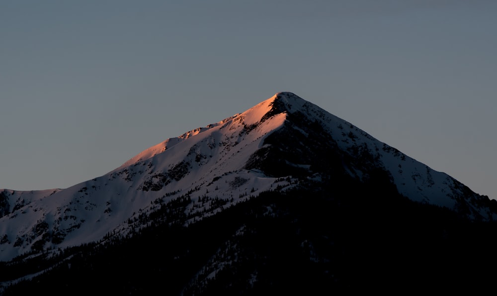 snow-capped mountain under dark sky