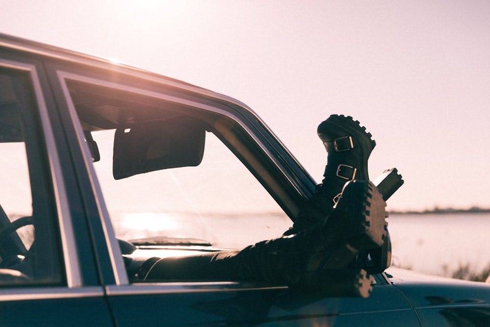 person sitting inside car