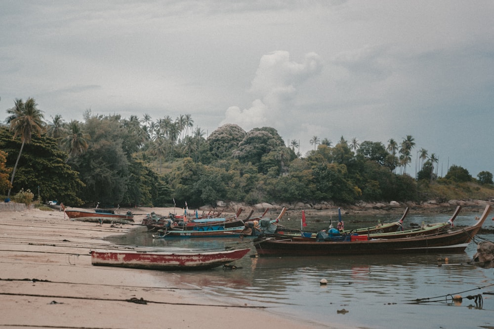 boat on seashore during daytime