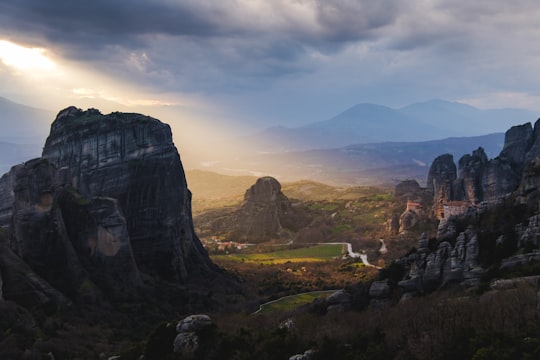 aerial photo of rocky mountains in Meteora Greece