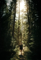woman walking in the forest