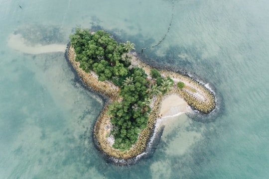 aerial photography of islet in Sentosa Singapore