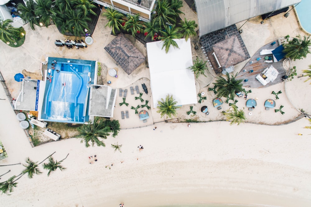 aerial photo of beach resort during daytime