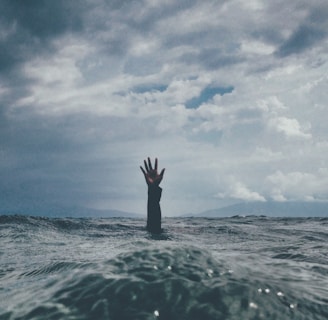 photo of person reach out above the water