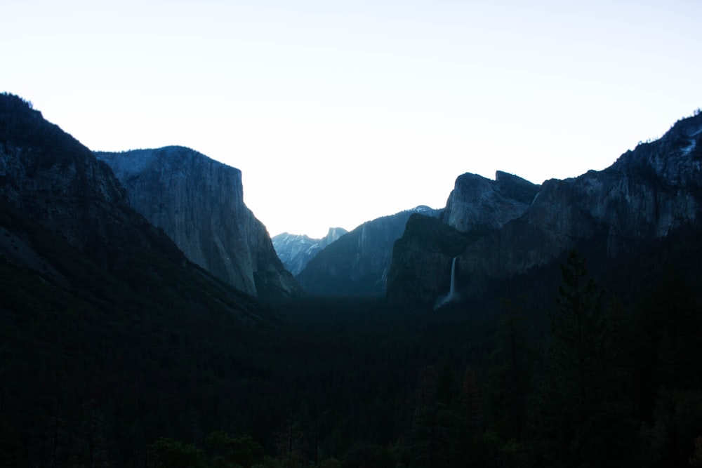 silhouette photo of mountain alps