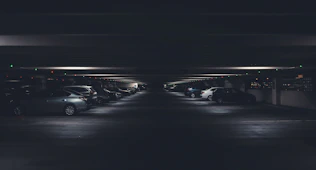 car under building