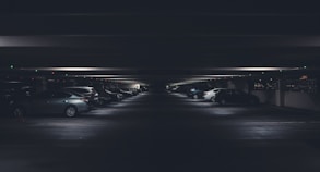 car under building