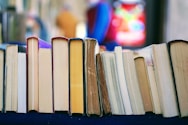 book lot on table