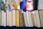 book lot on table