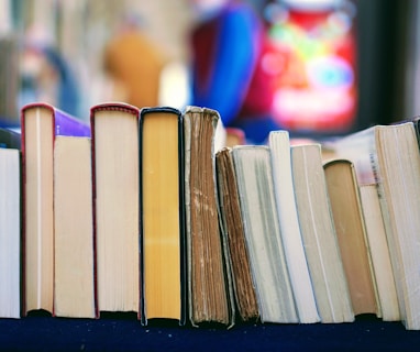 book lot on table