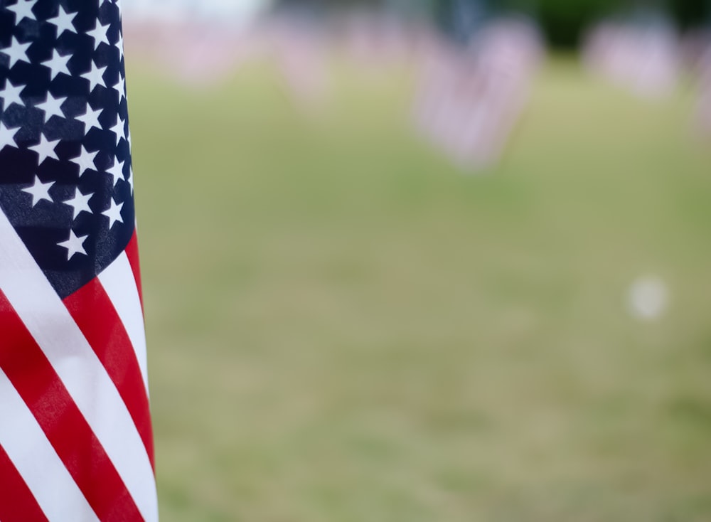 selective focus photography of American flag