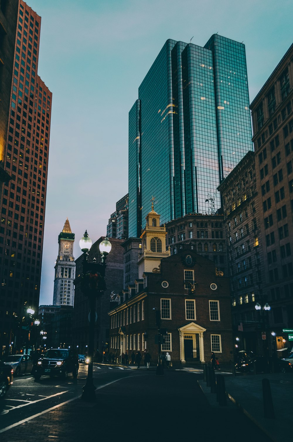 black high buildings at nighttime