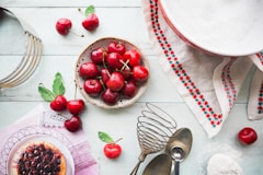 red berries in bowl on table