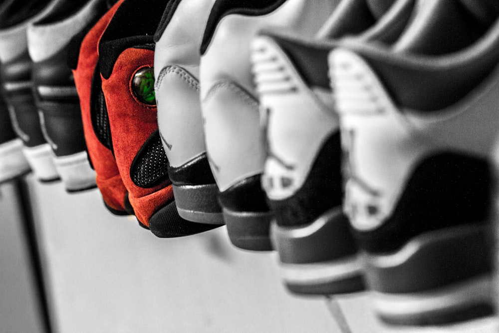pair or black-red-and-white Air Jordan athletic shoes photo – Free Image on  Unsplash