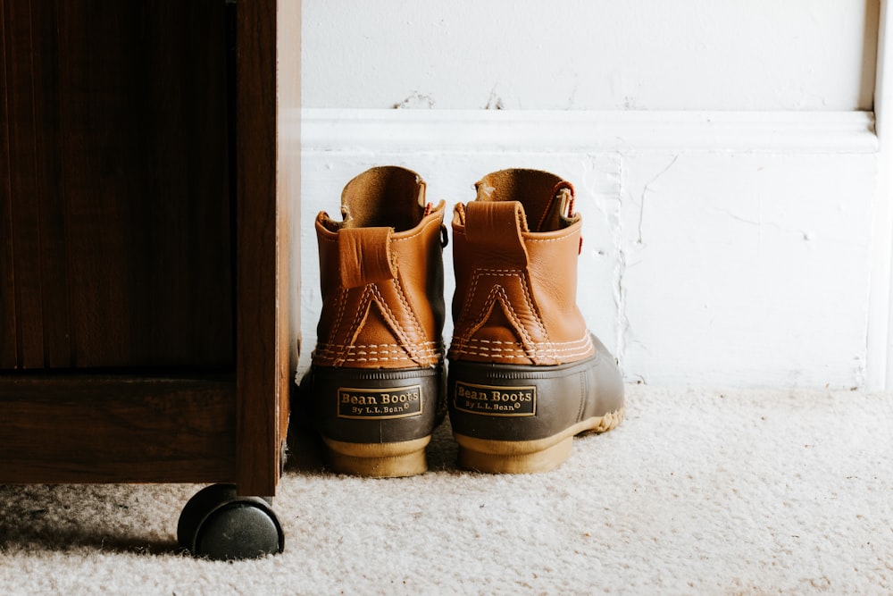 pair of brown leather shoes