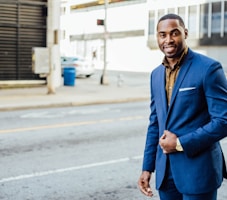 man in blue formal suit