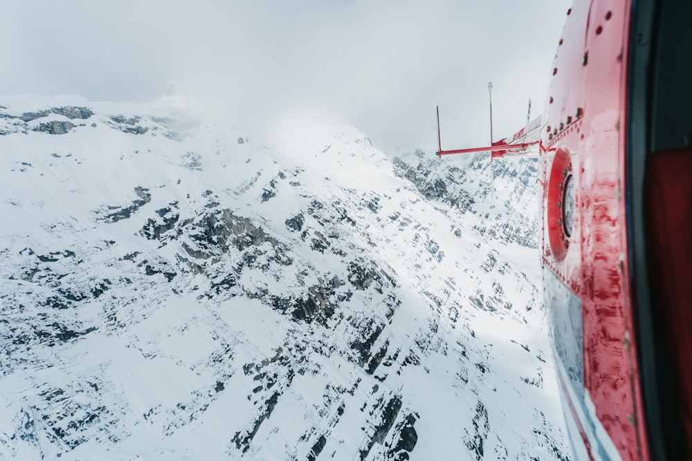 areal view of mountain covered by snow