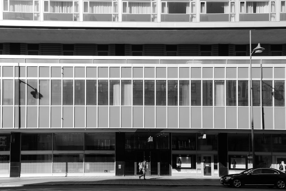 black car in front of building