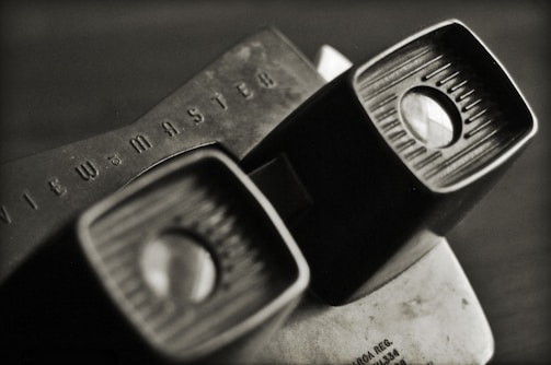 Close-up of a classic View-Master device showing colorful 3D reels.