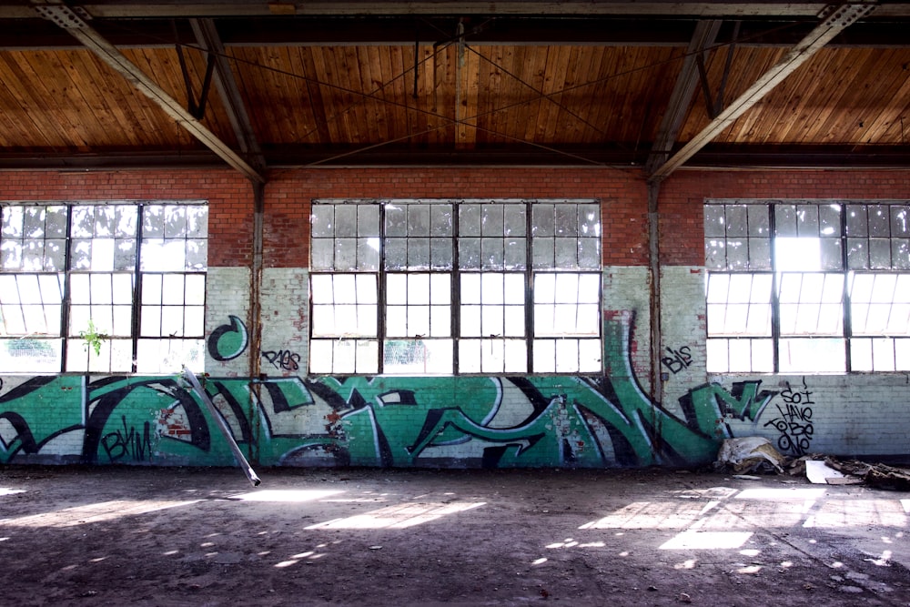 house interior with graffiti wall art