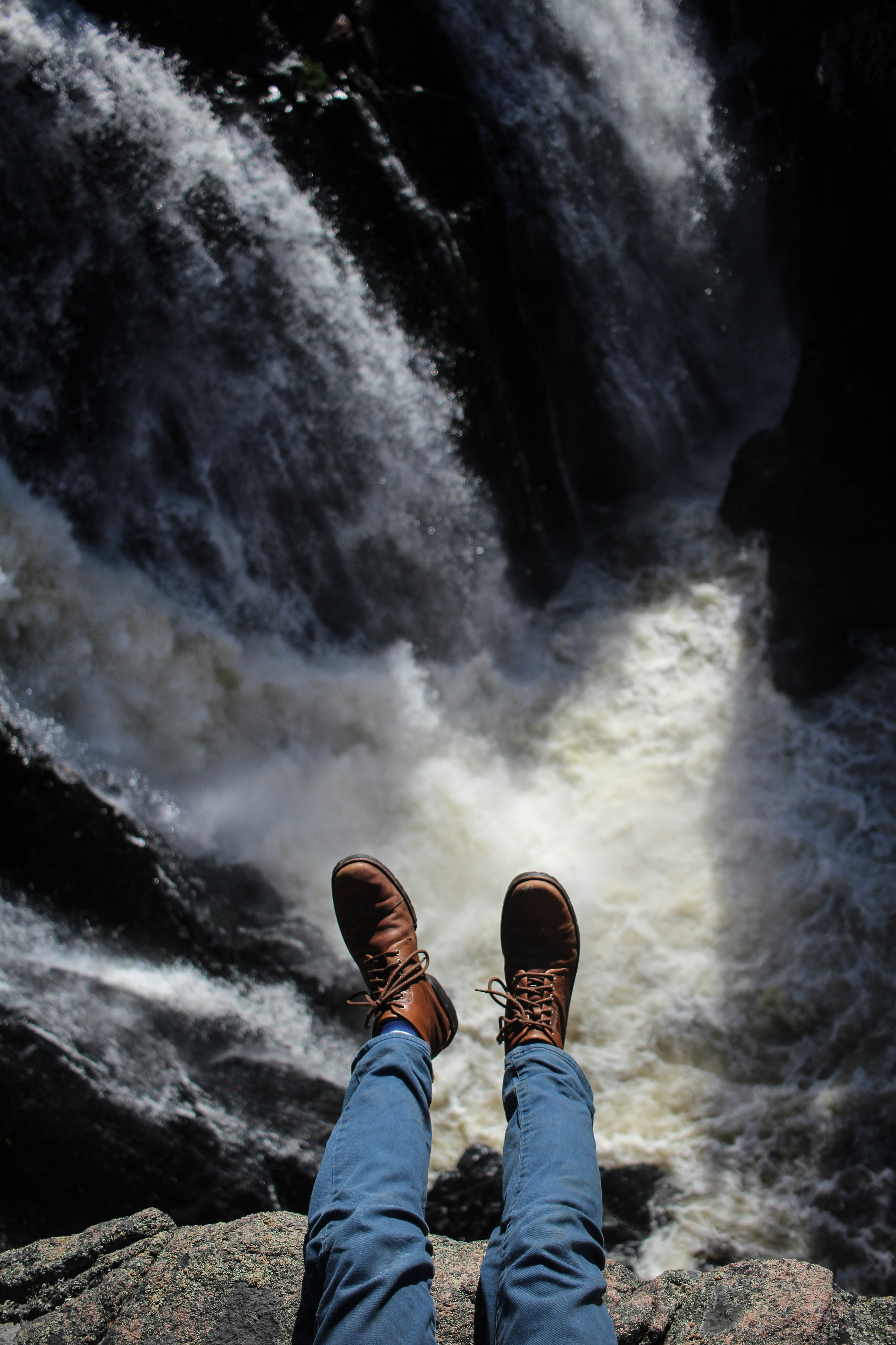 Shoes and waterfall