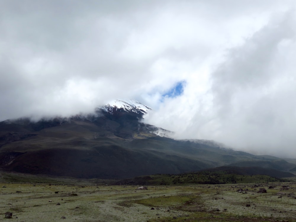 copertura verde della montagna con le nuvole