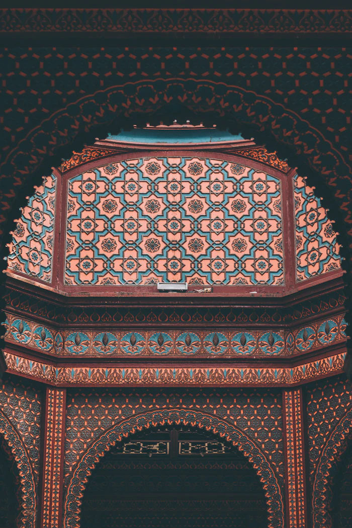 Ornate mosque interior architecture