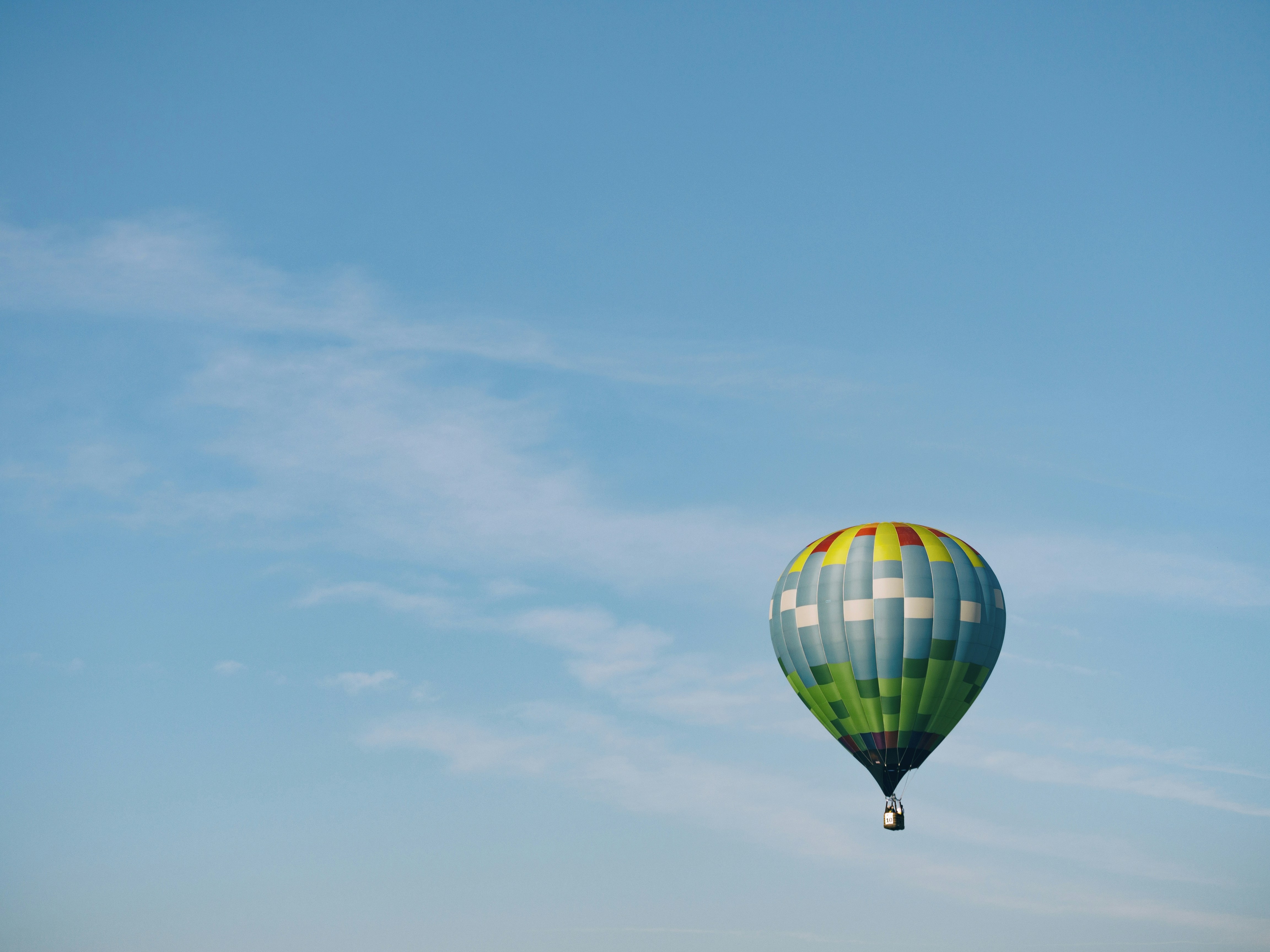 &quot;Colorful hot air balloon in flight&quot;