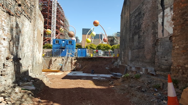 A dynamic construction site showcasing various building materials.