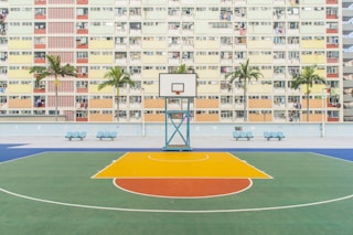 basketball gym near concrete building