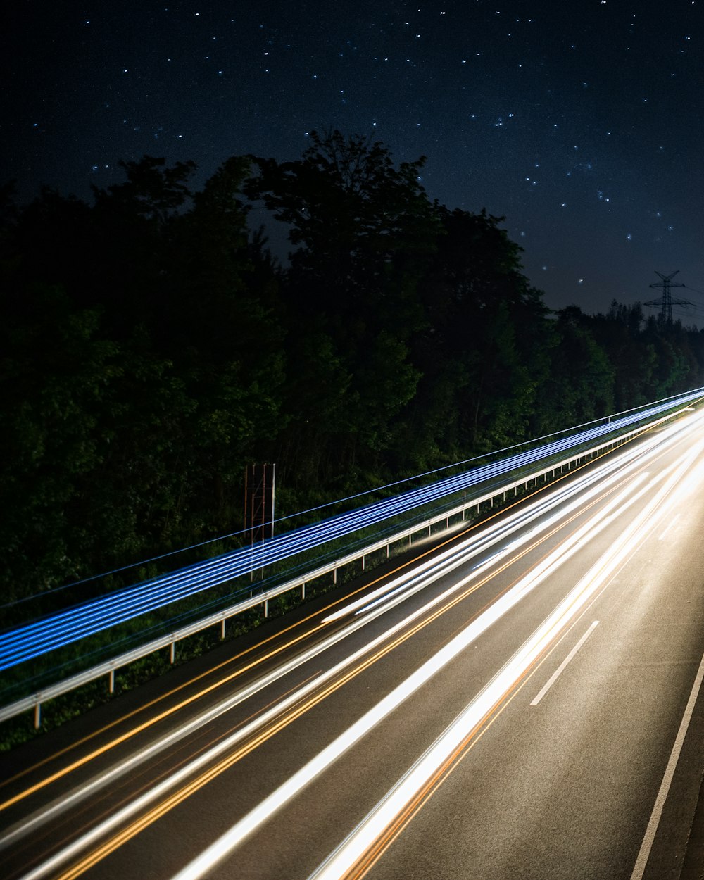 time lapse photo of road during night