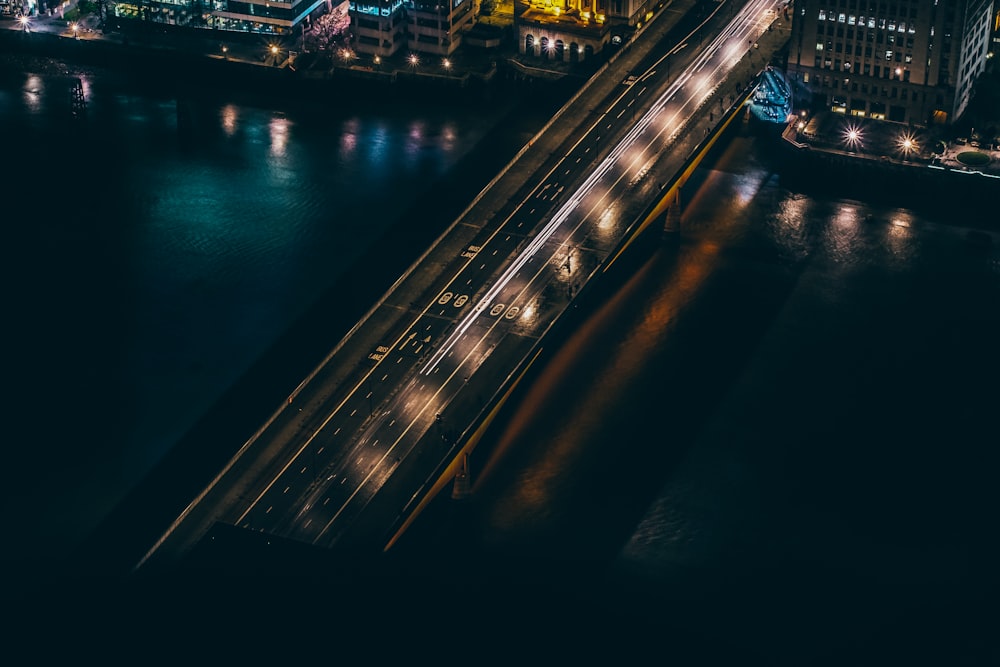 aerial view of building beside bridge