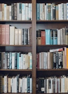assorted-title book in bookcase