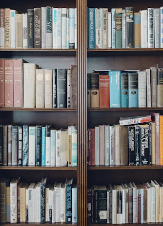 A shelf filled with a mix of fiction, non-fiction, and poetry books.