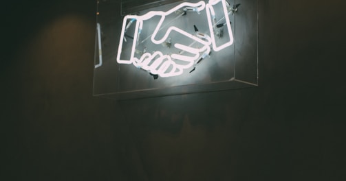 human hand neon signage