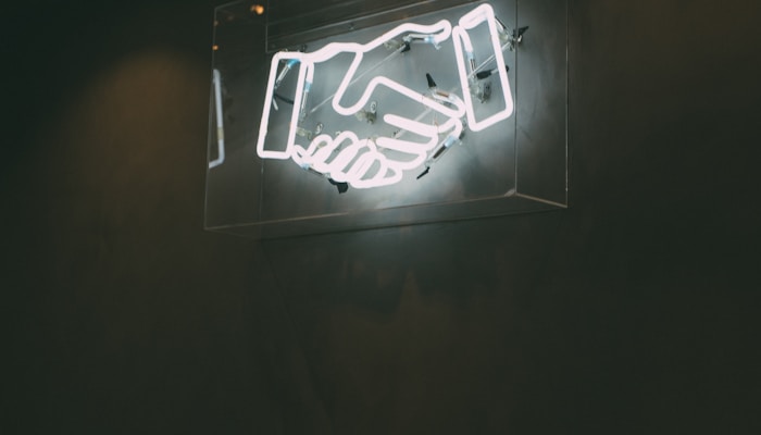 human hand neon signage