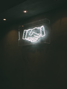 human hand neon signage