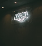 human hand neon signage