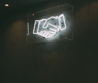 human hand neon signage