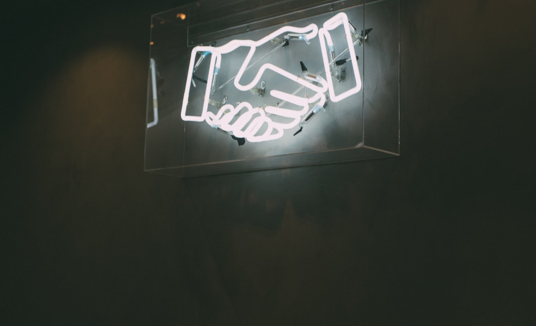 human hand neon signage