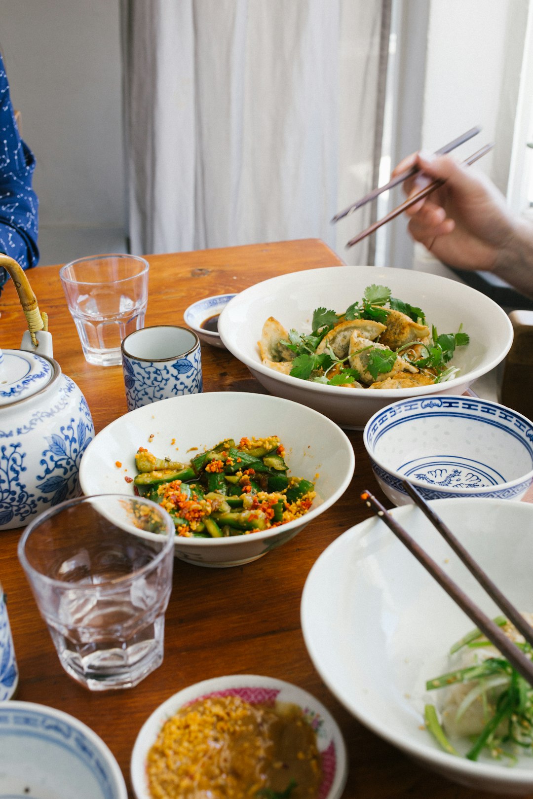 cooked food in bowls