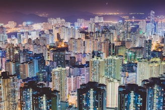 aerial photography of cities scape during night