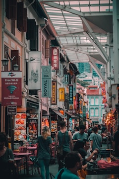 people walking on street market