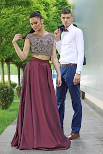 A stylish couple attending a cultural event in central London.