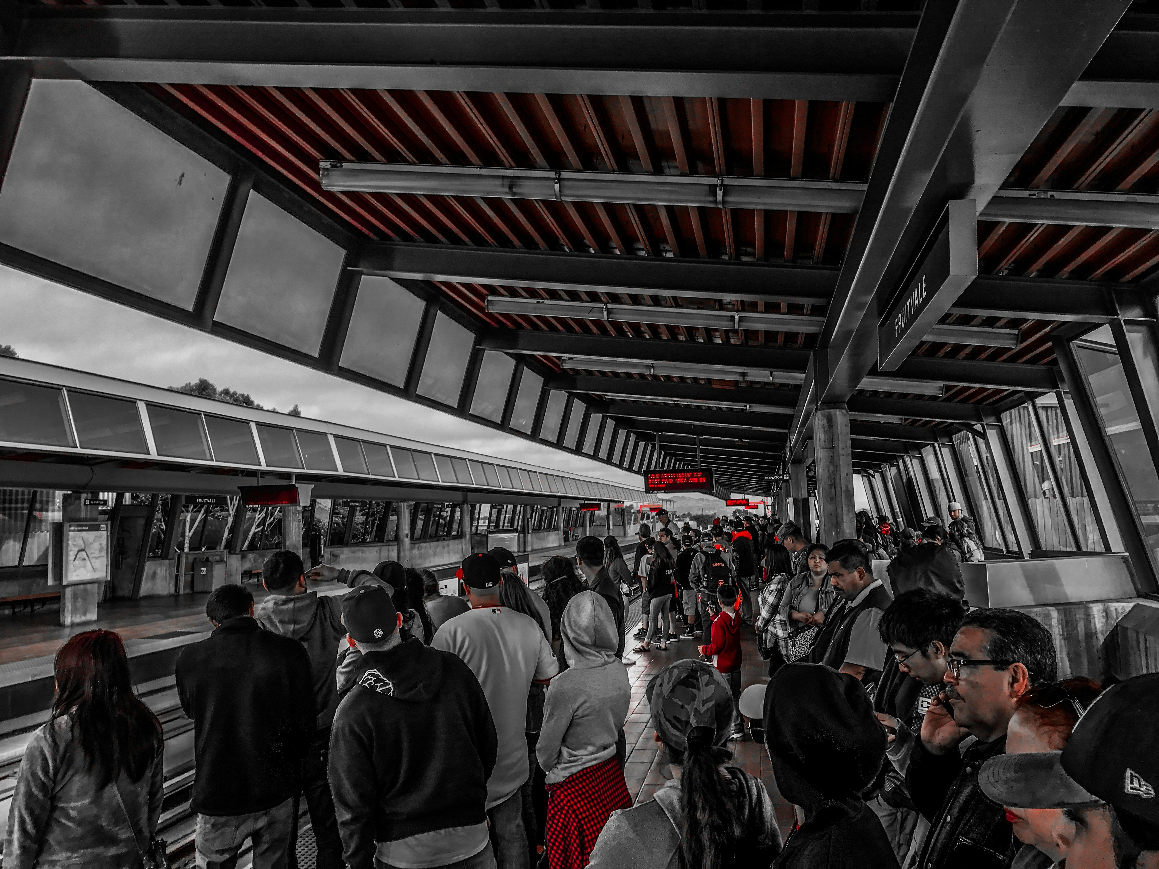 Train station in red and gray